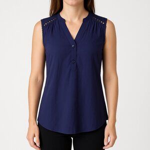 Soteer navy blue hi lo sleeveless top size S NWT